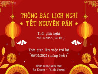 Bạc Minh Cảnh thông báo lịch nghỉ tết 2022