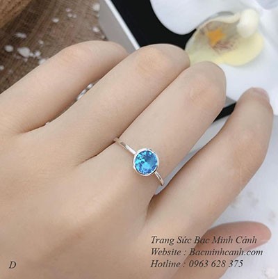 Nhẫn bạc nữ đá xanh dương NNU052