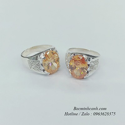 Nhẫn bạc Nam mặt đá vàng cam NN020