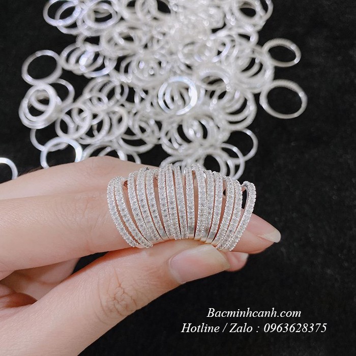 Nhẫn bạc nữ 1 hàng đá xinh xắn NNU014