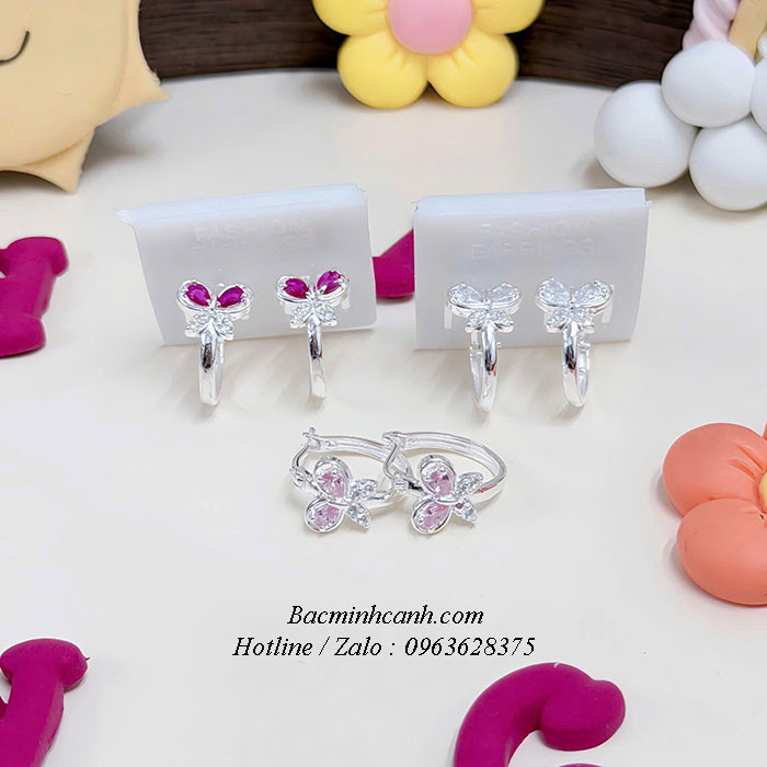 Bông tai bạc hình cánh bướm BT052