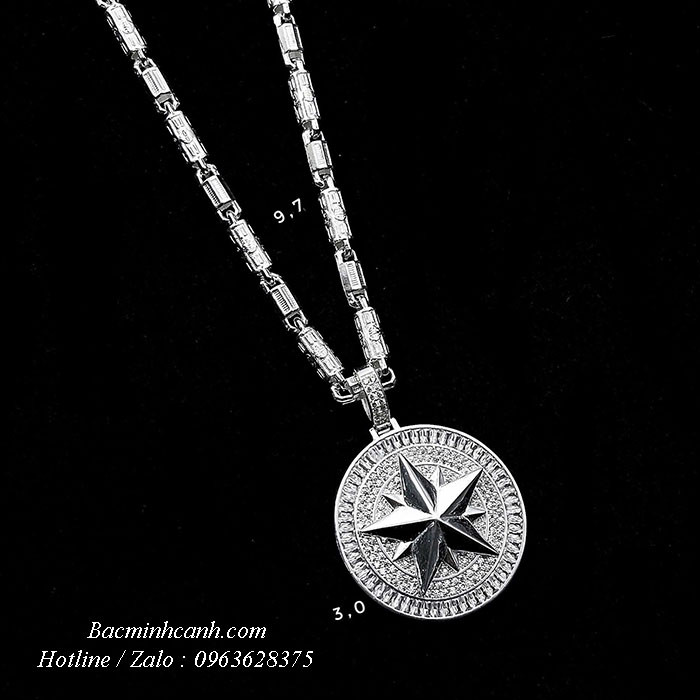 Dây chuyền bạc nam mặt hình ngôi sao đính đá DCN107