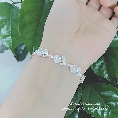 Lắc tay bạc nữ hoa hồng LTNU107