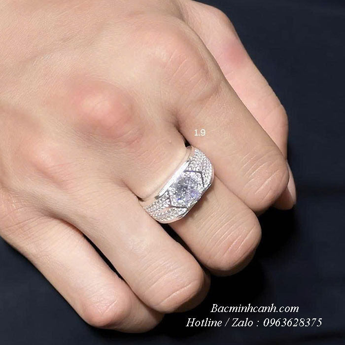 Nhẫn bạc nam đính đá NN002
