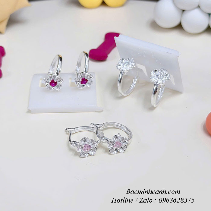 Bông tai bạc hoa mai BT157