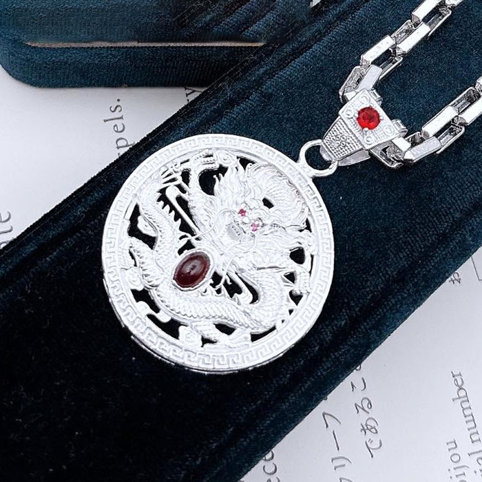 Mặt dây chuyền nam hình rồng đá đỏ MN029