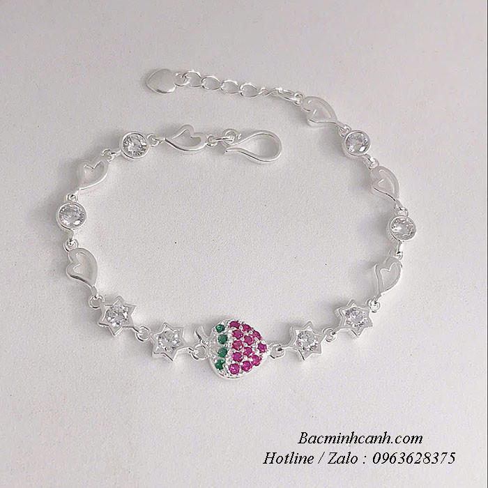 Lắc bạc dâu tây mix sao cho bé gái TE293