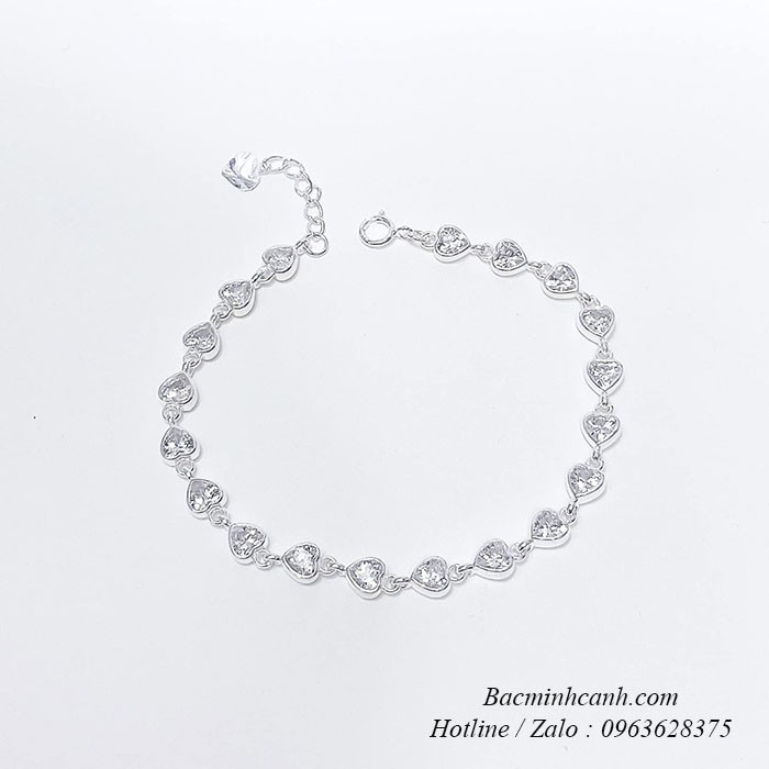 Lắc tay bạc nữ trái tim 3D LTNU112