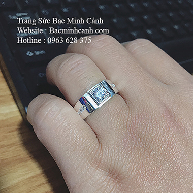 Nhẫn bạc nam đá trắng NN057
