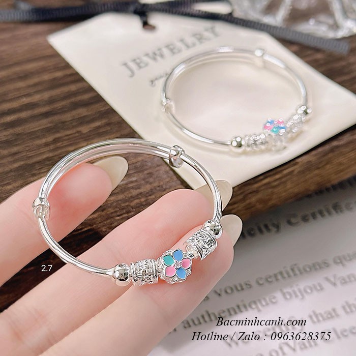 Vòng bạc hình bông hoa cho bé gái TE034