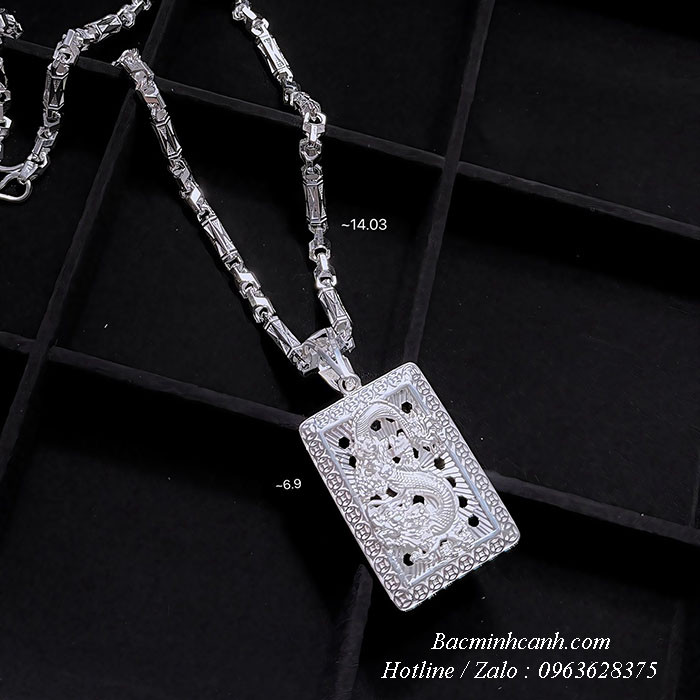 Dây chuyền bạc nam mặt rồng kim tiền DCN086