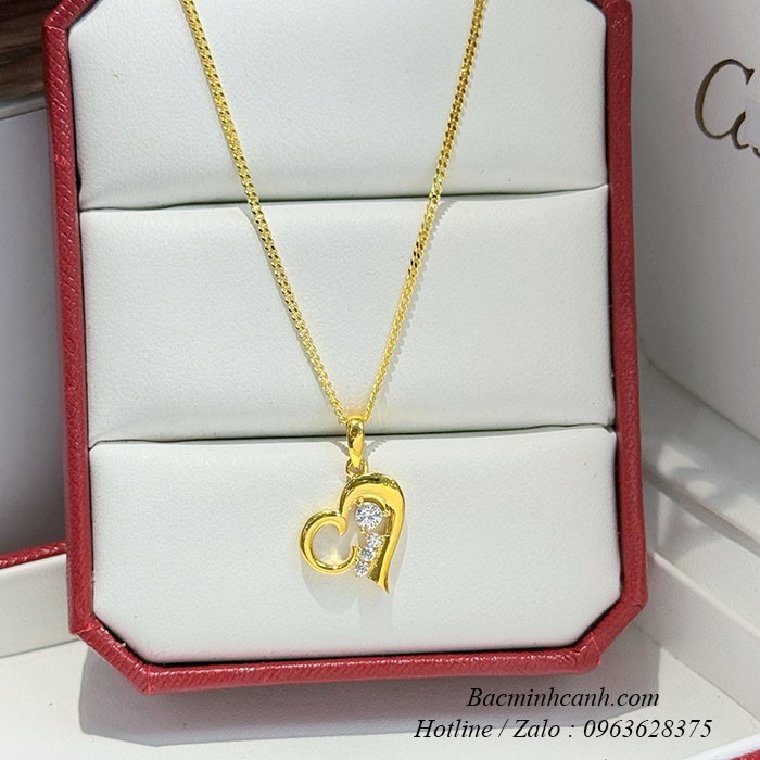 Dây chuyền tim đá nhỏ vàng 10k DCNU368