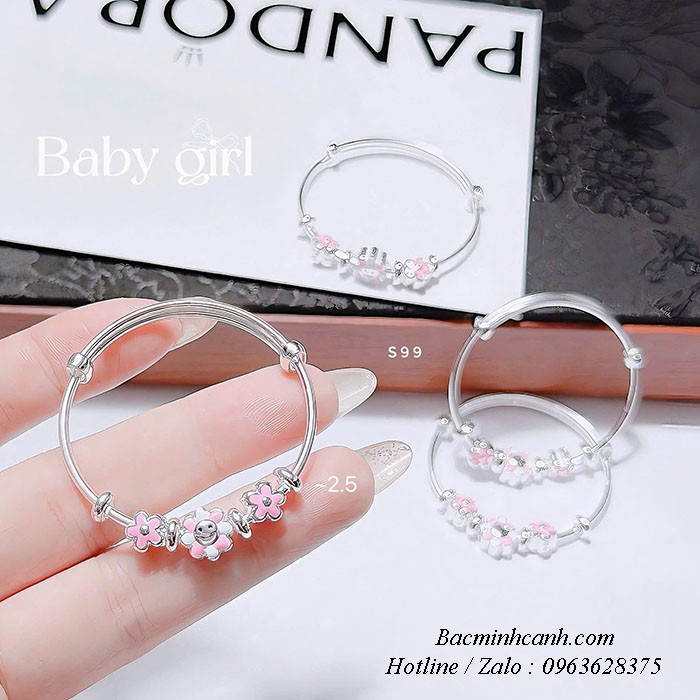 Lắc bạc cho bé hoa mặt trời TE195