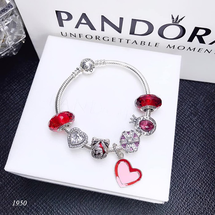 Vòng tay Pandora bằng bạc charm đỏ