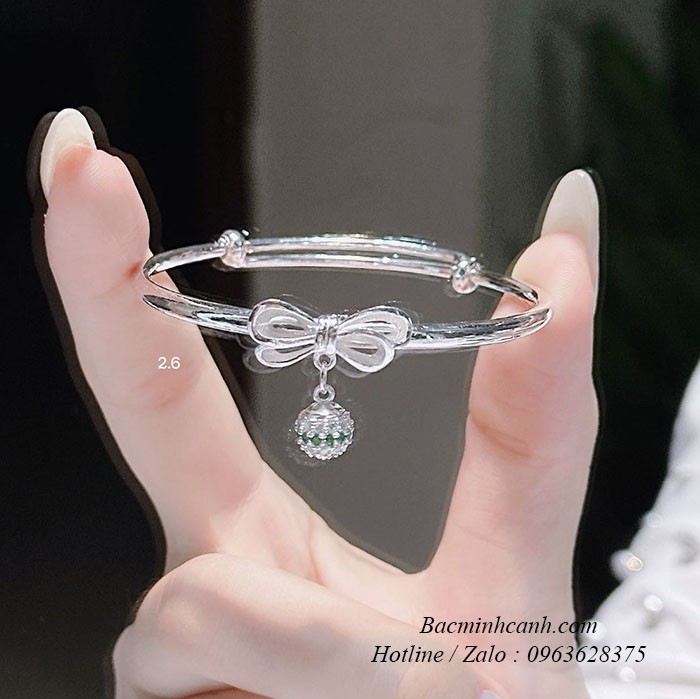 Vòng tay bạc nữ nơ treo cầu đá LTNU048 vong-tay-bac-nu-no-treo-cau-da-ltnu048-2