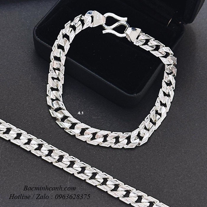 Lắc tay bạc nam viền sao LTN063