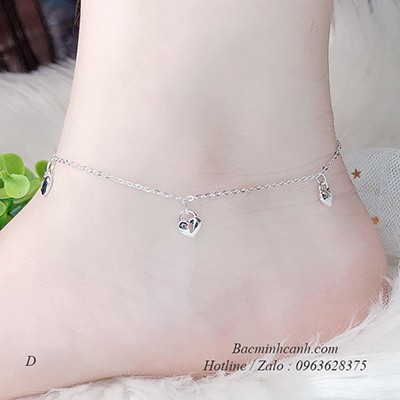 Lắc chân bạc nữ ổ khóa trái tim LCNU111