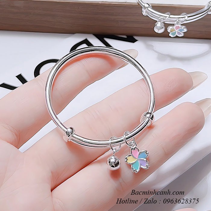 Vòng bạc trẻ em bé gái hoa 5 cánh TE281