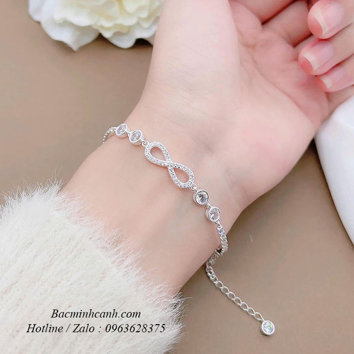 Lắc tay bạc nữ vô cực dải đá LTNU268