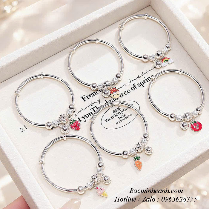 Lắc bạc mix charm cho bé TE394