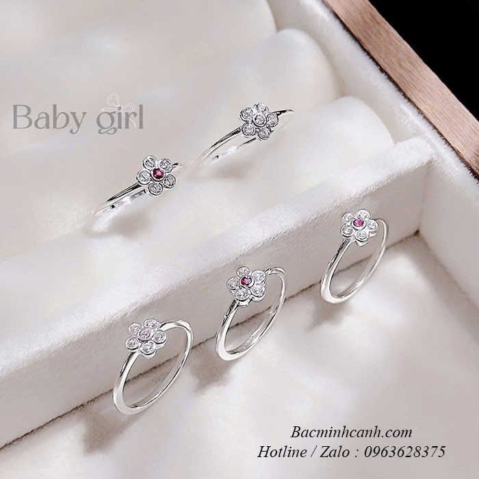 Nhẫn bạc trẻ em hình bông hoa NTE005
