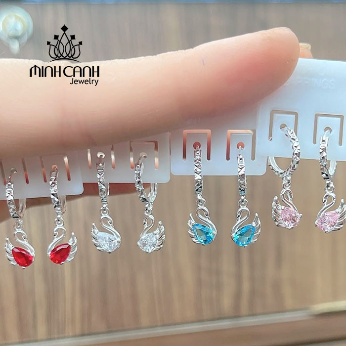 Bông tai bạc thiên nga dạng treo cho bé BT160