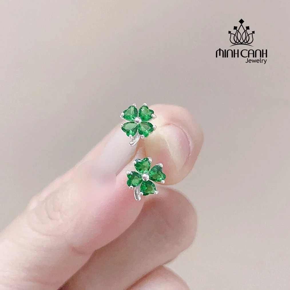 Bông tai cỏ 4 lá có đuôi cho bé BT372 bong-tai-bac-co-4-la-xanh-cho-bé