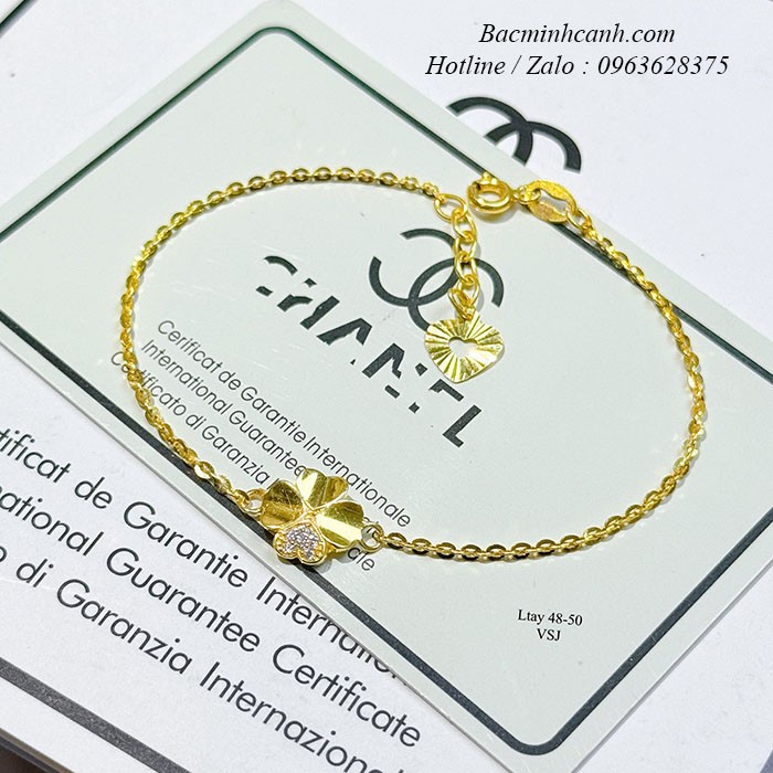Lắc tay cỏ 4 lá mảnh vàng 10k LTNU386