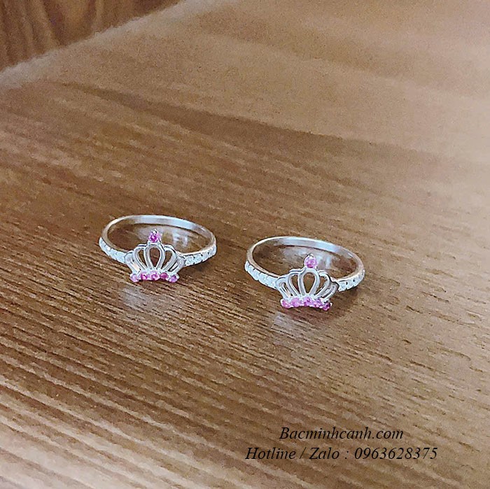 Nhẫn bạc hình vương miện cho bé gái NTE008