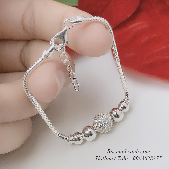 Lắc bạc trẻ em dây trơn mix cầu đá TE245