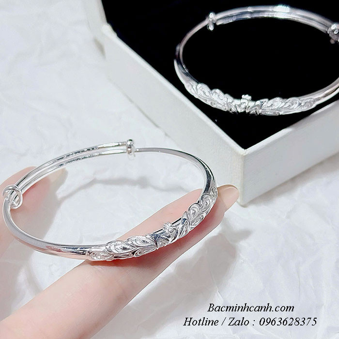 Vòng tay, kiềng tay bạc nữ họa tiết chim công LTNU437 vong-tay-bac-nu-hoa-tiet-chim-cong-ltnu437-2