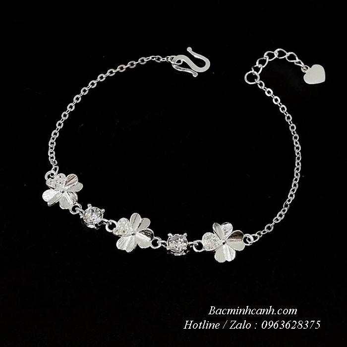Vòng tay cỏ 4 lá nhỏ bạc LTNU277