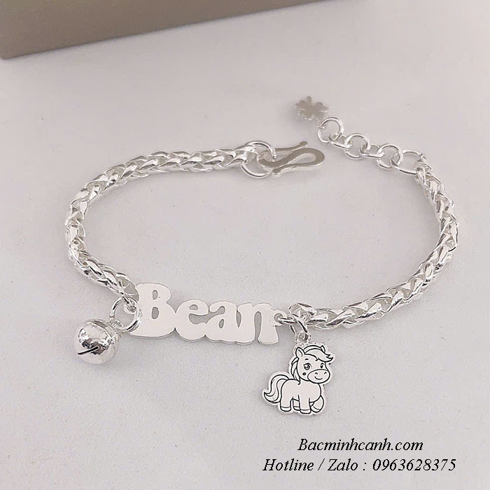 Lắc bạc con ngựa khắc tên cho bé TE432