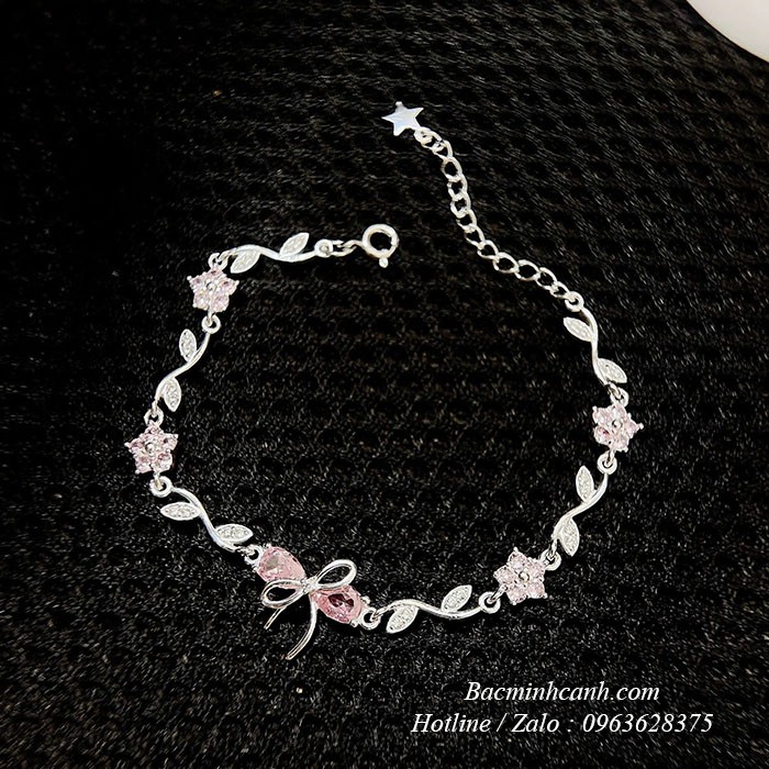 Lắc tay bạc nữ nơ mix hoa LTNU420 lac-tay-bac-nu-no-mix-hoa-210-1