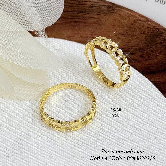 Nhẫn kim tiền đá vàng 10k NNU197