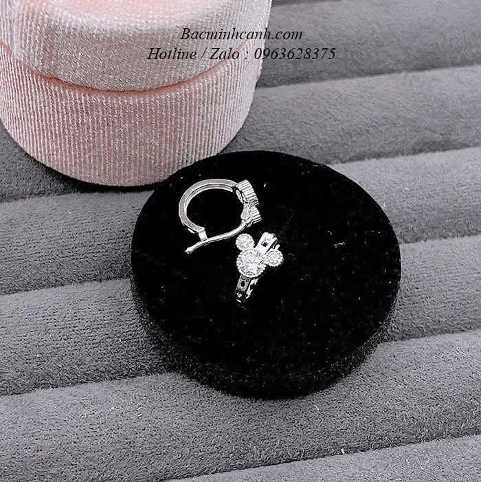 Bông tai bạc mickey đá khóa bấm cho bé BT439