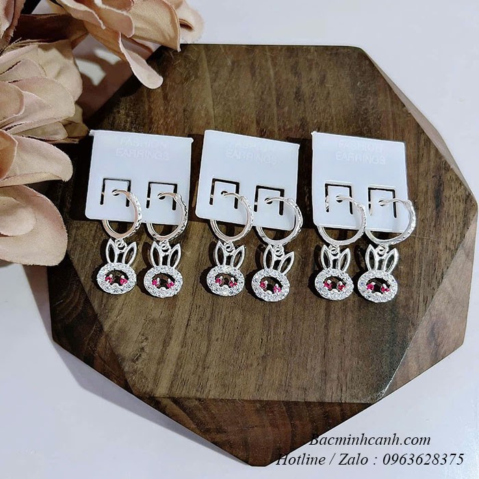 Bông tai bạc trẻ em thỏ treo BT436