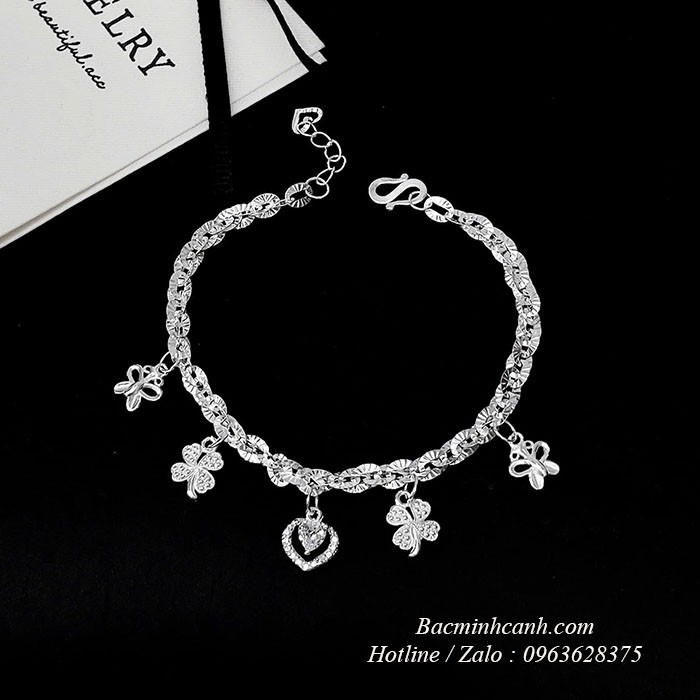 Lắc tay bạc nữ mix họa tiết LTNU412 lac-tay-bac-nu-mix-hoa-tiet-ltnu412