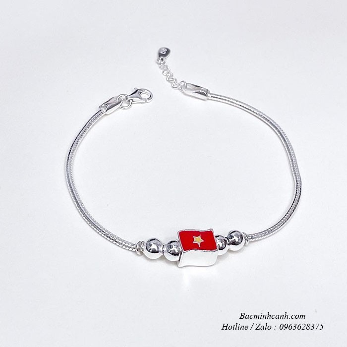 Lắc bạc mix charm Cờ Đỏ Sao Vàng Việt Nam – LTNU414