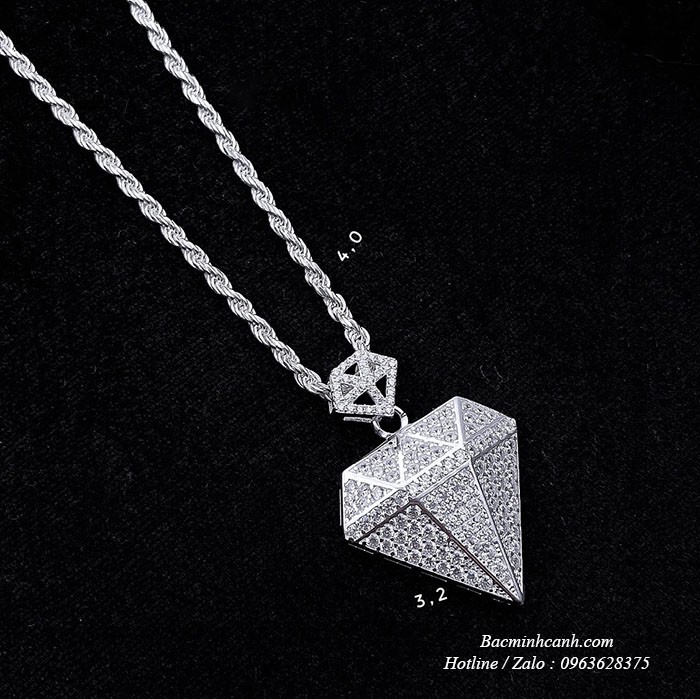 Dây chuyền bạc nam mặt kim cương DCN165