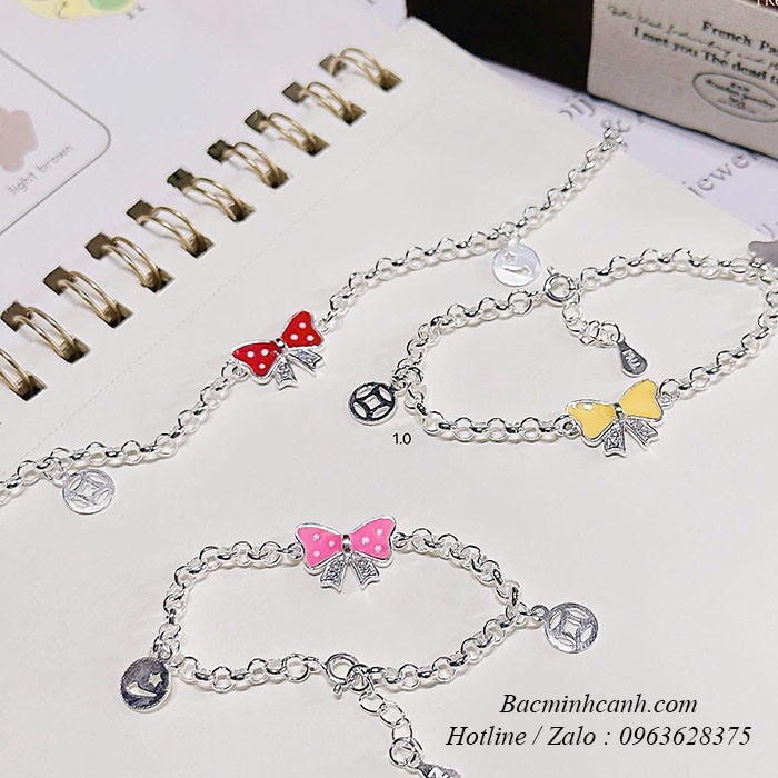 Lắc bạc hình nơ cho bé gái TE468