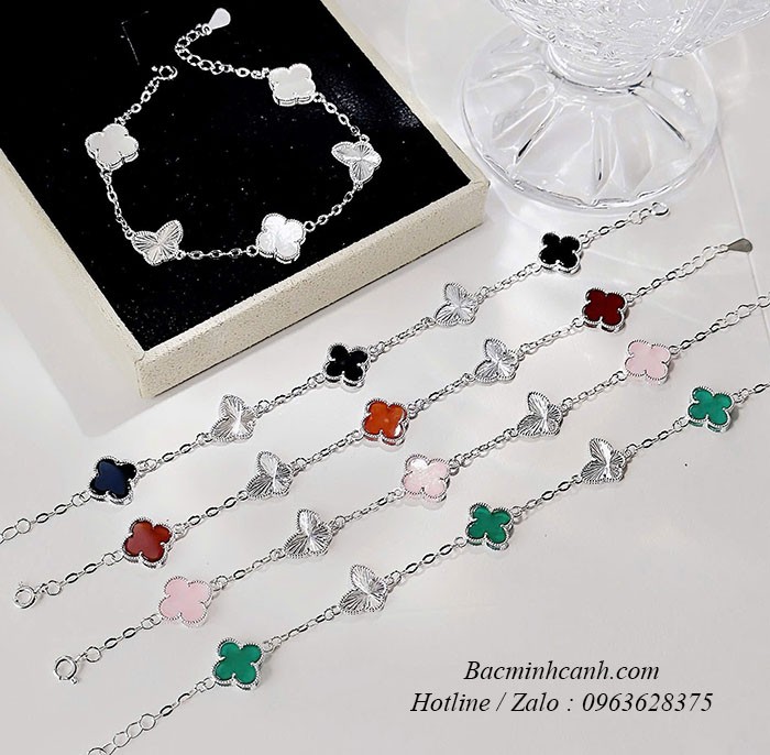 Lắc tay bạc nữ cỏ 4 lá hồ điệp LTNU419