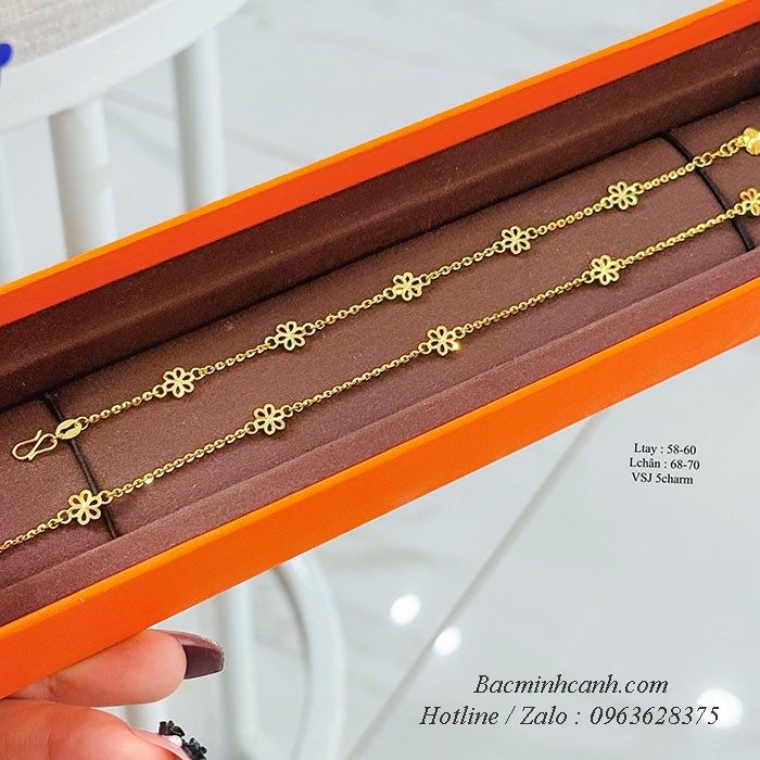 Lắc chân nữ vàng 10k hoa 5 cánh LCNU180