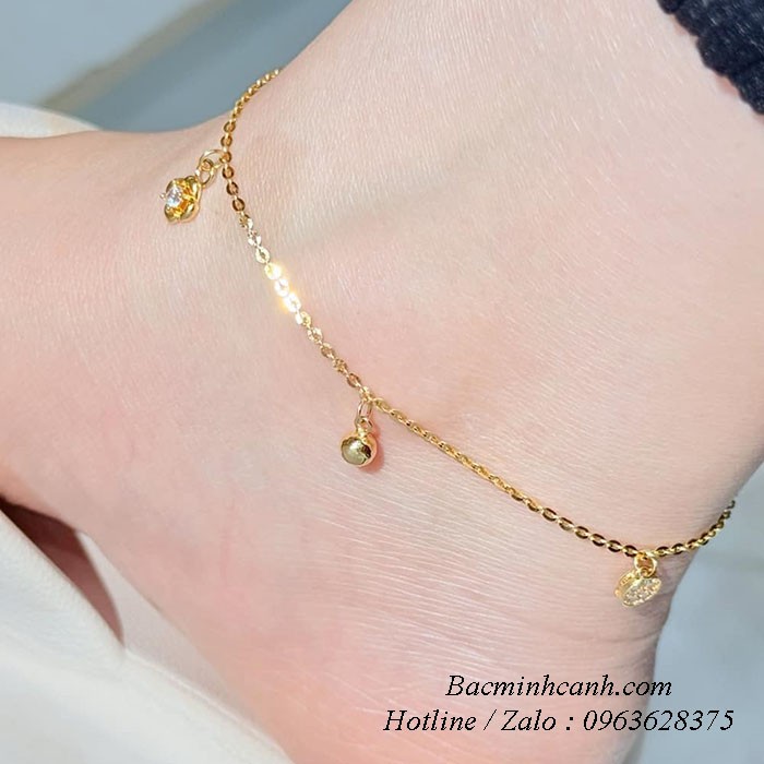 Lắc chân nữ vàng 10k treo bi LCNU175