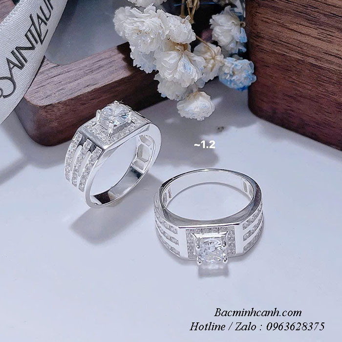 Nhẫn bạc nam đính đá NN086