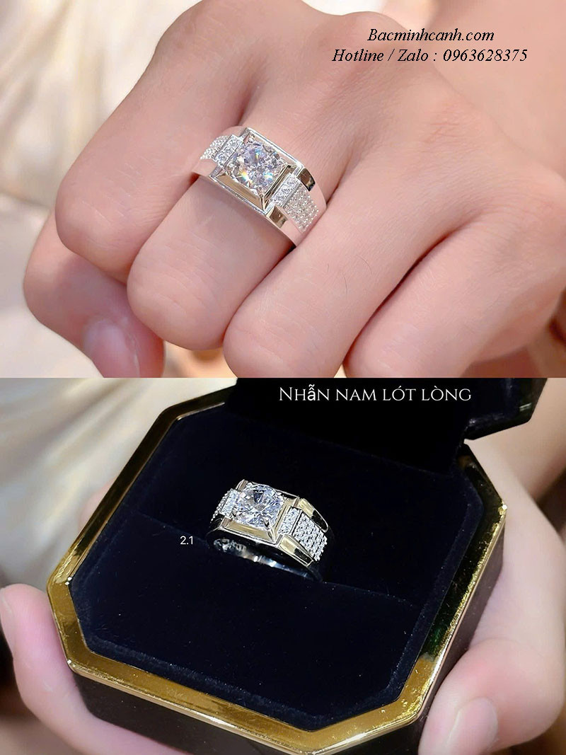 Nhẫn bạc nam đính đá trắng NN087 nhan-bac-nam-dinh-da-trang-nn087-1