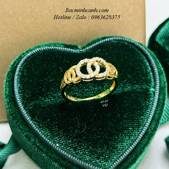 Nhẫn nữ vàng 10k 2 vòng lồng nhau NNU238
