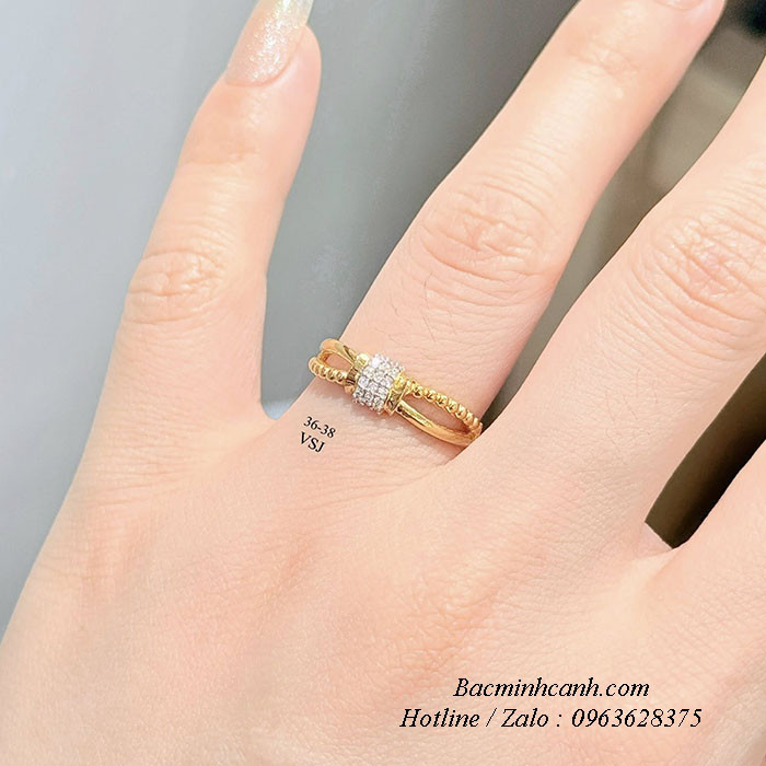 Nhẫn nữ vàng 10k đá thắt nơ giữa NNU268