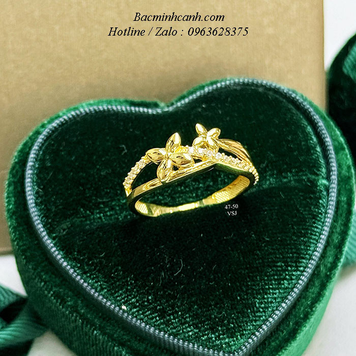 Nhẫn nữ vàng 10k hoa kép NNU242