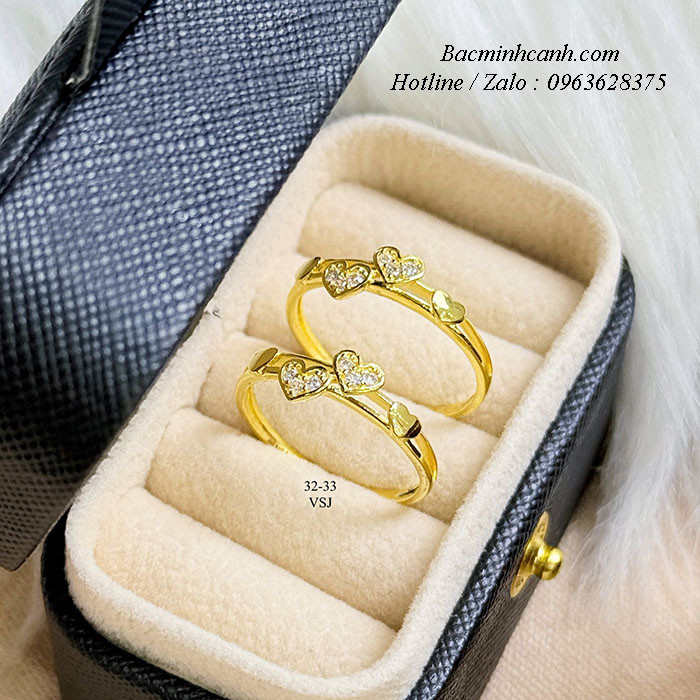 Nhẫn nữ vàng 10k trái tim Kép NNU247